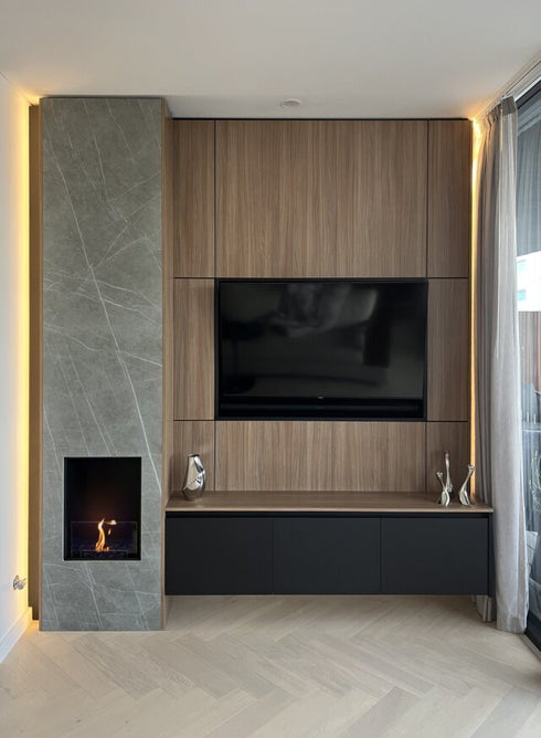 Ecosmart Fire Flex 158SS Single Sided Fireplace Insert - Black Finish / Black Burner - ESF.FX.158SS.B